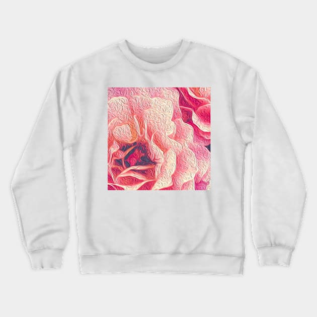 Pink Peony Flowers Light Crewneck Sweatshirt by peachesinthewild